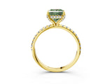 Yellow gold Fancy Green Princess Cut Diamond Solitaire Ring with Four-Prong Setting and Pavé Band_6