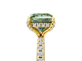 Yellow gold Fancy Green Princess Cut Diamond Solitaire Ring with Four-Prong Setting and Pavé Band_8