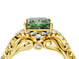Yellow gold Fancy Green Princess Cut Diamond Solitaire Ring with Hidden Halo and Pavé Band_31