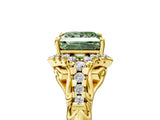 Yellow gold Fancy Green Princess Cut Diamond Solitaire Ring with Hidden Halo and Pavé Band_32