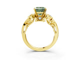 Yellow gold Fancy Green Princess Cut Diamond Solitaire Ring with Milgrain Pavé Band and Four-Prong Setting_20