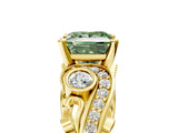 Yellow gold Fancy Green Princess Cut Diamond Solitaire Ring with Milgrain Pavé Band and Four-Prong Setting_22