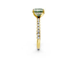 Yellow gold Fancy Green Princess Cut Diamond Solitaire Ring with Pavé Band and Four-Prong Setting_18