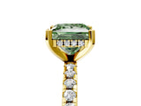 Yellow gold Fancy Green Princess Cut Diamond Solitaire Ring with Pavé Band and Four-Prong Setting_21