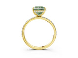 Yellow gold Fancy Green Princess Cut Diamond Solitaire Ring with Pavé Band and Hidden Halo_23