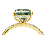 Yellow gold Fancy Green Princess Cut Diamond Solitaire Ring with Pavé Band and Hidden Halo_24