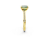 Yellow gold Fancy Green Princess Cut Diamond Solitaire Ring with Pavé Band and Prong Setting_14