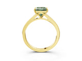 Yellow gold Fancy Green Princess Cut Diamond Solitaire Ring with Pavé Band and Prong Setting_15