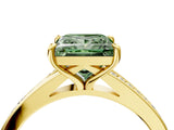 Yellow gold Fancy Green Princess Cut Diamond Solitaire Ring with Pavé Band and Prong Setting_16