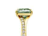 Yellow gold Fancy Green Princess Cut Diamond Solitaire Ring with Pavé Band and Prong Setting_17