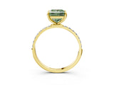Yellow gold Fancy Green Princess Cut Diamond Solitaire Ring with Pave Band and Four Prong Setting_20