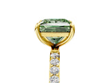 Yellow gold Fancy Green Princess Cut Diamond Solitaire Ring with Pave Band and Four Prong Setting_22