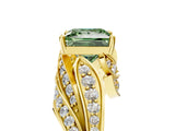 Yellow gold Fancy Green Princess Cut Diamond Solitaire Ring with Prong Setting and Twisted Pavé Band_5