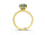 Yellow gold Fancy Green Princess Cut Diamond Solitaire Ring with Round  Pavé Band and Four-Prong Setting_39