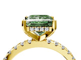 Yellow gold Fancy Green Princess Cut Diamond Solitaire Ring with Round  Pavé Band and Four-Prong Setting_40