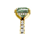 Yellow gold Fancy Green Princess Cut Diamond Solitaire Ring with Round  Pavé Band and Four-Prong Setting_41