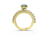 Yellow gold Fancy Green Princess Cut Diamond Solitaire Ring with Shared Prong Pavé Band and Four-Prong Setting_37