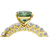 Yellow gold Fancy Green Princess Cut Diamond Solitaire Ring with Shared Prong Pavé Band and Four-Prong Setting_38