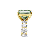 Yellow gold Fancy Green Princess Cut Diamond Solitaire Ring with Shared Prong Pavé Band and Four-Prong Setting_39