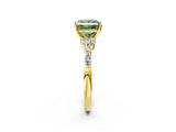 Yellow gold Fancy Green Princess Cut Diamond Solitaire Ring with Side Stones and Four-Prong Setting_18