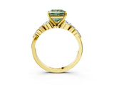 Yellow gold Fancy Green Princess Cut Diamond Solitaire Ring with Side Stones and Four-Prong Setting_19