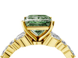 Yellow gold Fancy Green Princess Cut Diamond Solitaire Ring with Side Stones and Four-Prong Setting_20