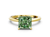 Yellow gold Fancy Green Princess Cut Diamond Solitaire Ring with Six-Prong Setting and Classic Band_54