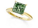 Yellow gold Fancy Green Princess Cut Diamond Solitaire Ring with Six-Prong Setting and Classic Band_55