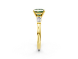 Yellow gold Fancy Green Princess  Cut Diamond Solitaire Ring with Tapered Baguette Accents and Four-Prong Setting_2