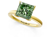 Yellow gold Fancy Green Princess Cut Diamond Solitaire Ring with Thin Band and Prong Setting_13