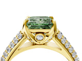 Yellow gold Fancy Green Princess Cut Diamond Solitaire Ring with Three-Row Pavé Band and Four-Prong Setting_26