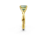 Yellow gold Fancy Green Princess Cut Diamond Solitaire Twist Band Prong Setting Ring_69