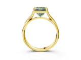 Yellow gold Fancy Green Princess Cut Diamond Solitaire Twist Band Prong Setting Ring_70