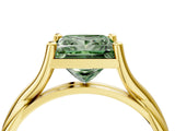 Yellow gold Fancy Green Princess Cut Diamond Solitaire Twist Band Prong Setting Ring_71