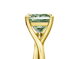 Yellow gold Fancy Green Princess Cut Diamond Solitaire Twist Band Prong Setting Ring_72
