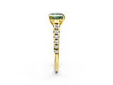Yellow gold Fancy Green Princess  Cut Diamond Solitaire with Pave Band and Four-Prong Setting_2