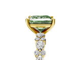 Yellow gold Fancy Green Princess Cut Diamond Solitaire with Side Stones, Pave Band, Four-Prong Setting_46