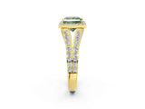 Yellow gold Fancy Green Princess Cut Diamond Split Shank Halo Ring with Four-Prong Setting_19