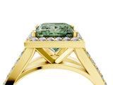 Yellow gold Fancy Green Princess Cut Diamond Split Shank Halo Ring with Four-Prong Setting_21
