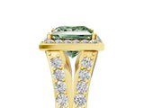 Yellow gold Fancy Green Princess Cut Diamond Split Shank Halo Ring with Four-Prong Setting_22