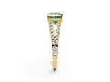 Yellow gold Fancy Green Princess Cut Diamond Split Shank Pavé Engagement Ring with Four-Prong Setting_19