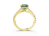 Yellow gold Fancy Green Princess Cut Diamond Split Shank Pavé Engagement Ring with Four-Prong Setting_20