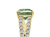 Yellow gold Fancy Green Princess Cut Diamond Split Shank Pavé Engagement Ring with Four-Prong Setting_22