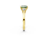 Yellow gold Fancy Green Princess Cut Diamond Three-Stone Engagement Ring with Prong Setting and Pavé Band_2