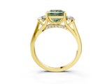 Yellow gold Fancy Green Princess Cut Diamond Three-Stone Engagement Ring with Prong Setting and Pavé Band_3