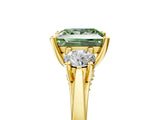 Yellow gold Fancy Green Princess Cut Diamond Three-Stone Engagement Ring with Prong Setting and Pavé Band_5