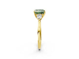 Yellow gold Fancy Green Princess Cut Diamond Three-Stone Ring with Pear Side Stones and Four-Prong Setting_48