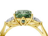 Yellow gold Fancy Green Princess Cut Diamond Three-Stone Ring with Pear Side Stones and Four-Prong Setting_50