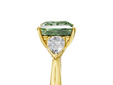 Yellow gold Fancy Green Princess Cut Diamond Three-Stone Ring with Pear Side Stones and Four-Prong Setting_51