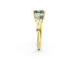 Yellow gold Fancy Green Princess Cut Diamond Three-Stone Ring with Prong Setting and Classic Band_53